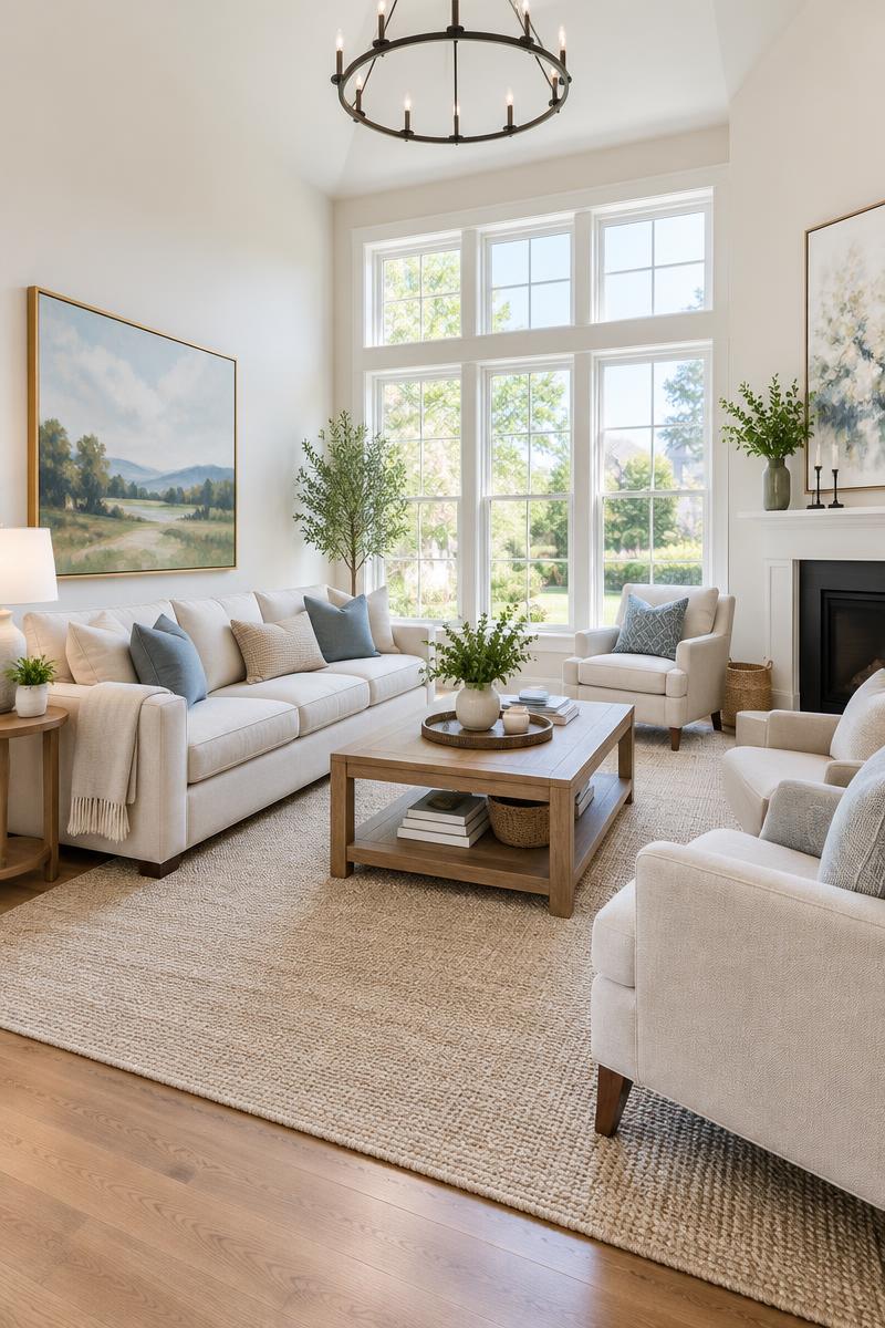Staged dining and living space
